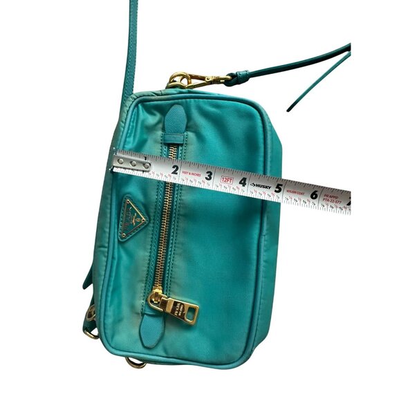 PRADA Testo Tessuto Turquoise Gold Nylon Small Camera Crossbody Bag - Picture 12 of 16